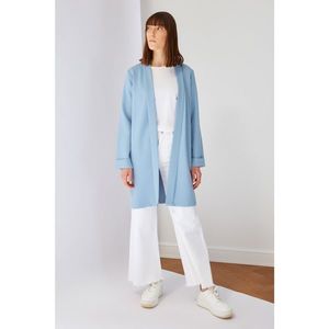 Trendyol kék kendő gallér kabát kép