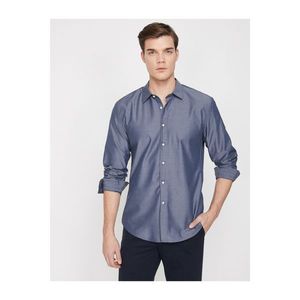 Koton Men's Gray Classic Collar Long Sleeve Button Detailed Shirt kép