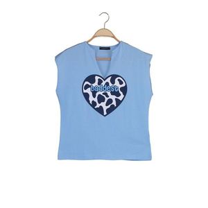Trendyol Blue Printed Semifitted Knitted T-Shirt kép