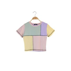 Trendyol Multicolor Color Block Crop Knit Blouse kép