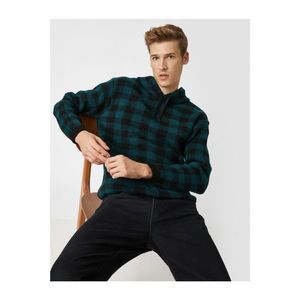 Koton Checked Long Sleeve Long Sleeve Knitwear Sweater With Hood kép