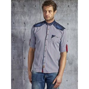 Men´s red and blue cotton shirt with a fine check pattern PLUS SIZE kép