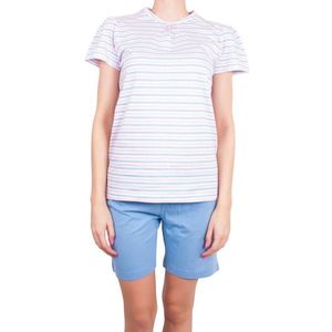 Women's short pajamas Molvy blue-pink stripes kép