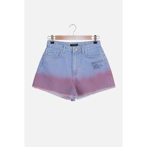 Trendyol Blue Pink Printed Denim Shorts kép