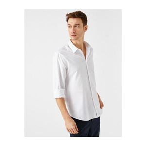 Koton Men's White Classic Collar Long Sleeve Basic Cotton Shirt kép