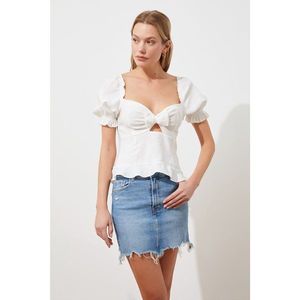 Trendyol Ecru Tied Detailed Blouse kép