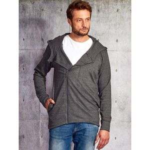Dark gray men´s sweatshirt with an asymmetric fastening kép