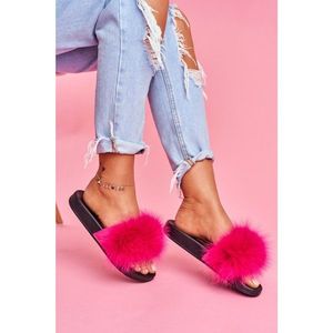 Women's Slippers with Natural Fur Fuschia Naturis kép