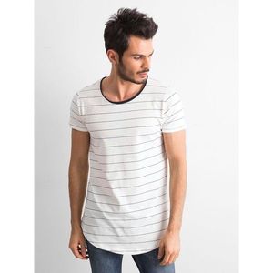 Men´s ecru-navy blue striped t-shirt kép
