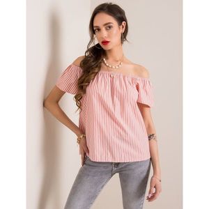 Pink and white striped Spanish blouse kép