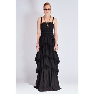 Koton Black Embroidery Fabric Evening Dress kép