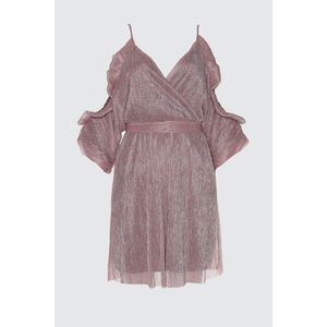 Trendyol Pink Ruffle Detailed V Neck Dress kép