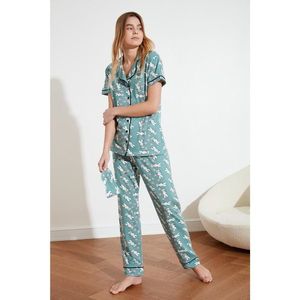 Trendyol Mint Printed Knitted Pajamas Set kép