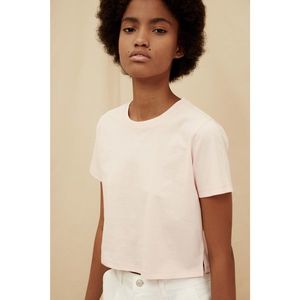 Trendyol Pink 100% Organic Cotton Crop Knitted T-Shirt kép