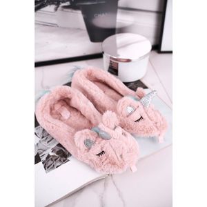 Women's Slippers With Fur Unicorn Pink Rainbow kép