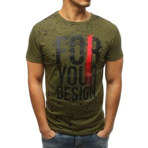 Green men's T-shirt with print RX3229 kép