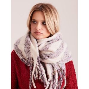 Striped scarf with ecru fringes kép