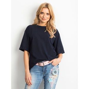 Plain cotton navy blue blouse kép