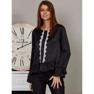 Black satin blouse with decorative front kép