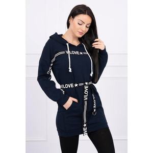 Dress decorated with tape with inscriptions navy blue kép