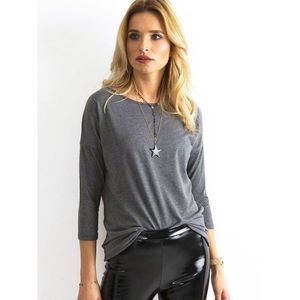 Basic blouse with 3/4 sleeves, dark gray kép