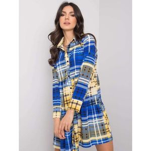 Blue and yellow plaid dress with a frill kép