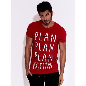 Red men's T-shirt with a motivational print kép