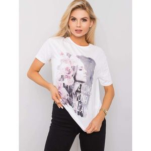 White cotton t-shirt with a print kép