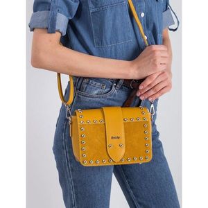 Leather satchel with studs, dark yellow kép