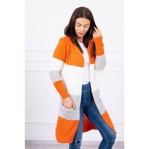 Sweater Cardigan in the straps orange+ecru kép