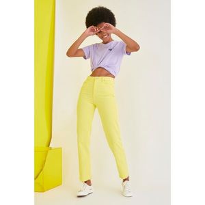 Trendyol Yellow High Waist Bootcut Jeans kép