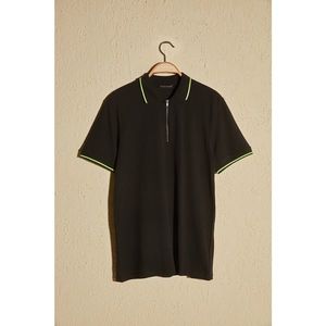 Trendyol Black Men's Zippered Regular Fit Polo Neck T-shirt kép