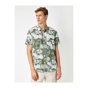 Koton Men's Green Cotton Short Sleeve Floral Patterned Shirt kép