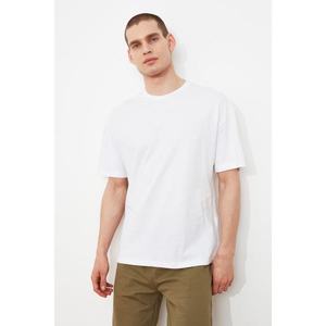 Trendyol White Men's Wide Fit Short Sleeve Printed T-Shirt kép
