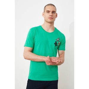 Trendyol Green Men's Slim Fit Short Sleeve Embroidery Detailed T-Shirt kép
