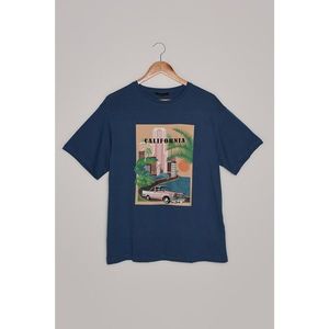 Trendyol Blue Printed Boyfriend knitted T-shirt kép