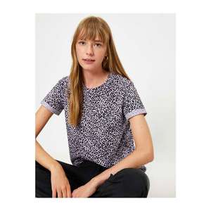 Koton Leopard Pattern Short Sleeve Crew Neck T-shirt kép