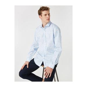 Koton Men's Blue Cotton Classic Collar Long Sleeve Shirt kép