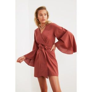 Trendyol Tied Rose Detailed Linen Look Beach Dress kép