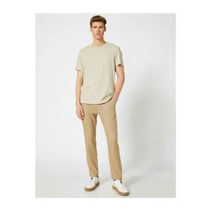 Koton Men's Ecru Linen Regular Fit Trousers kép