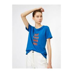 Koton Women's Blue Printed T-shirt kép