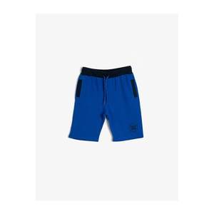 Koton Boy Blue Printed Slim Sweatshirt Fabric Contrast Pocket and Waist Ribbed Cord Shorts kép