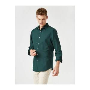 Koton Men's Green Classic Collar Long Sleeve Shirt kép