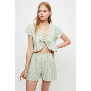 Trendyol Mint Striped Woven Pajamas Set kép