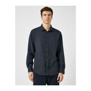 Koton Men's Navy Blue Classic Collar Long Sleeve Shirt kép