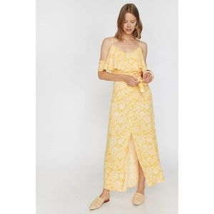 Koton Women Yellow Strappy Short Sleeve Patterned Maxi Dress kép