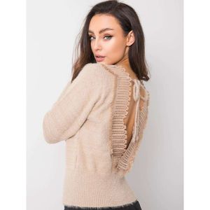 Beige sweater with a neckline on the back kép