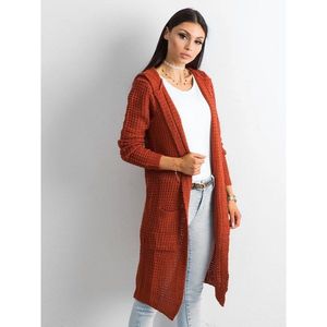 Long, knitted women´s brick-red sweater kép