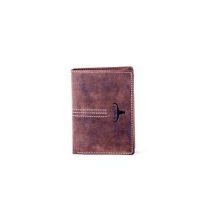 Leather brown wallet with an embossed logo kép