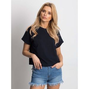 Women´s basic cotton navy blue t-shirt kép